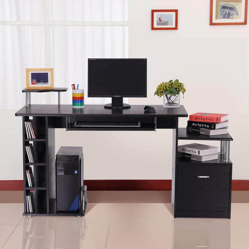 Pending - Aosom Desk 59.8" Wood Computer Desk Laptop Table Office Home Drawer Shelf - Black