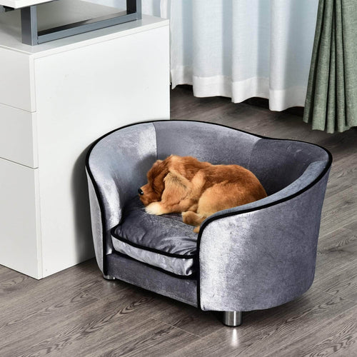 Pending - Aosom Poppy Couch Pet Sofa Bed Dog Cat Cozy Puppy House Couch Furniture with Removable Cushion - Silver Grey