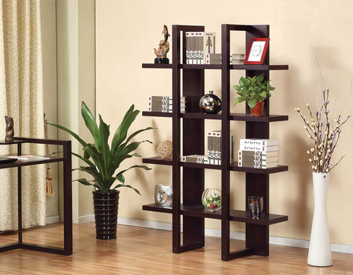 Pending - Brassex Inc. Bookcase Multi-Tier Bookcase in Dark Cherry