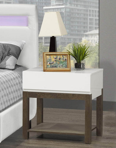 Pending - Brassex Inc. Nightstand Alfie Nightstand in White & Walnut Oak