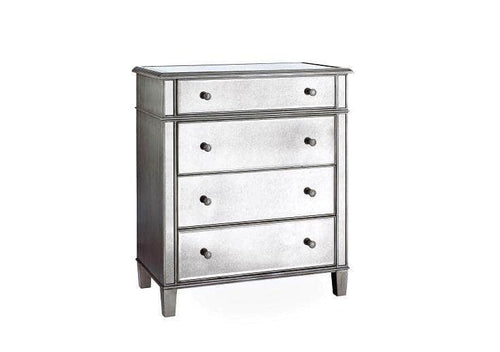 Danielle Mirrored 4-Drawer Chest - Silver