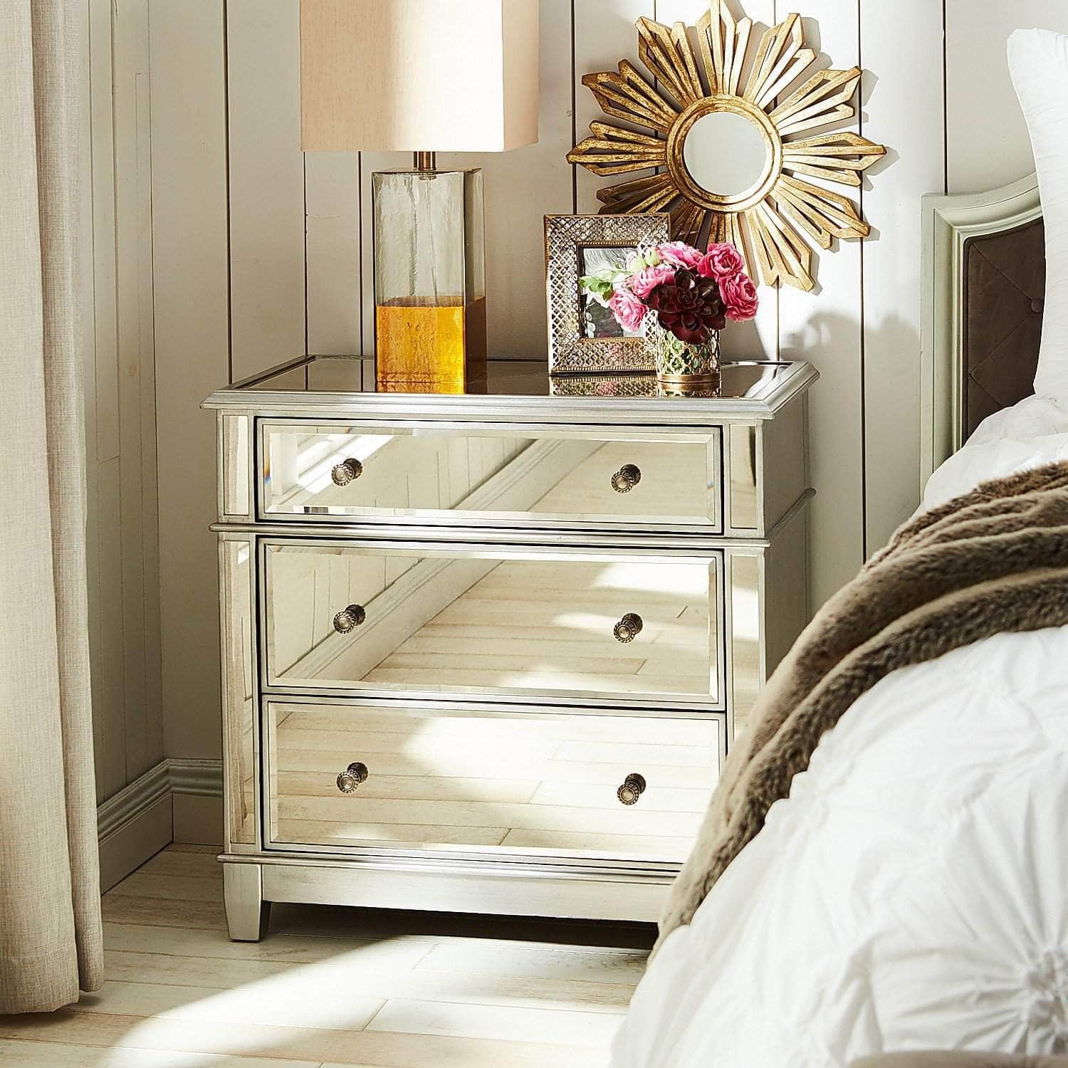 Danielle Mirrored 3 Drawer Dresser - Silver