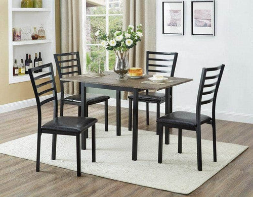 Pending - IFDC 5 Piece Dinette Set in Distressed Wood with Gun Metal Legs