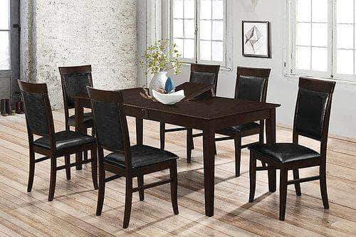 Pending - IFDC 7 Piece Dining Set - Faul Leather Seat/Back Chairs