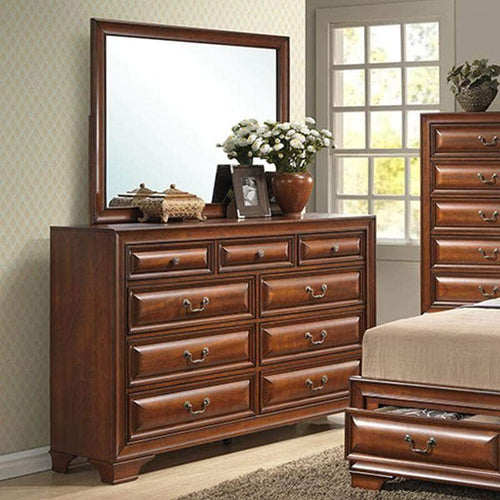 Pending - IFDC Bedroom Set Christina Dresser and Mirror in Warm Walnut