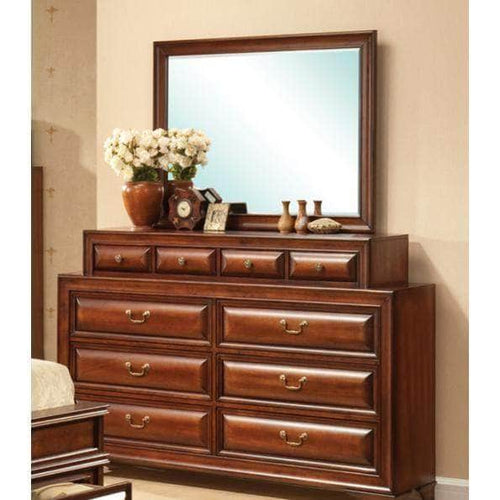 Pending - IFDC Bedroom Set Sofia Dresser and Mirror in Warm Walnut