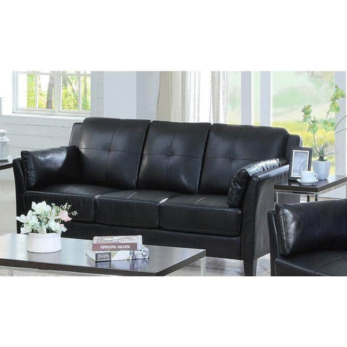 Pending - IFDC Sofa Set Black Salmon Arm Tufted Sofa in Faux Leather - Available in 2 Colours