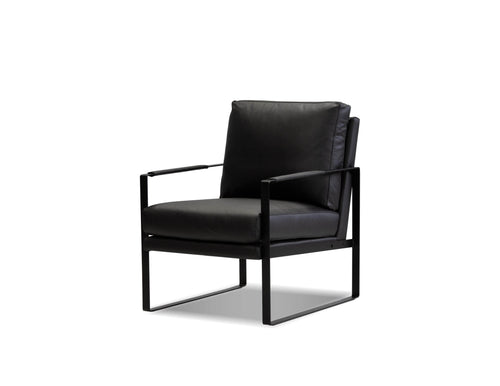 Mobital Arm Chair Black Mitchell Leather Arm Chair With Black Powder Coated Steel Frame - Available in 2 Colours