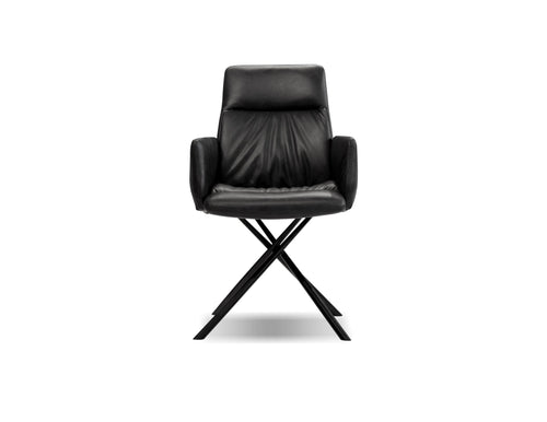 Mobital Chavez Arm Chair in Midnight Grey Leatherette with Black Powder Coated Legs