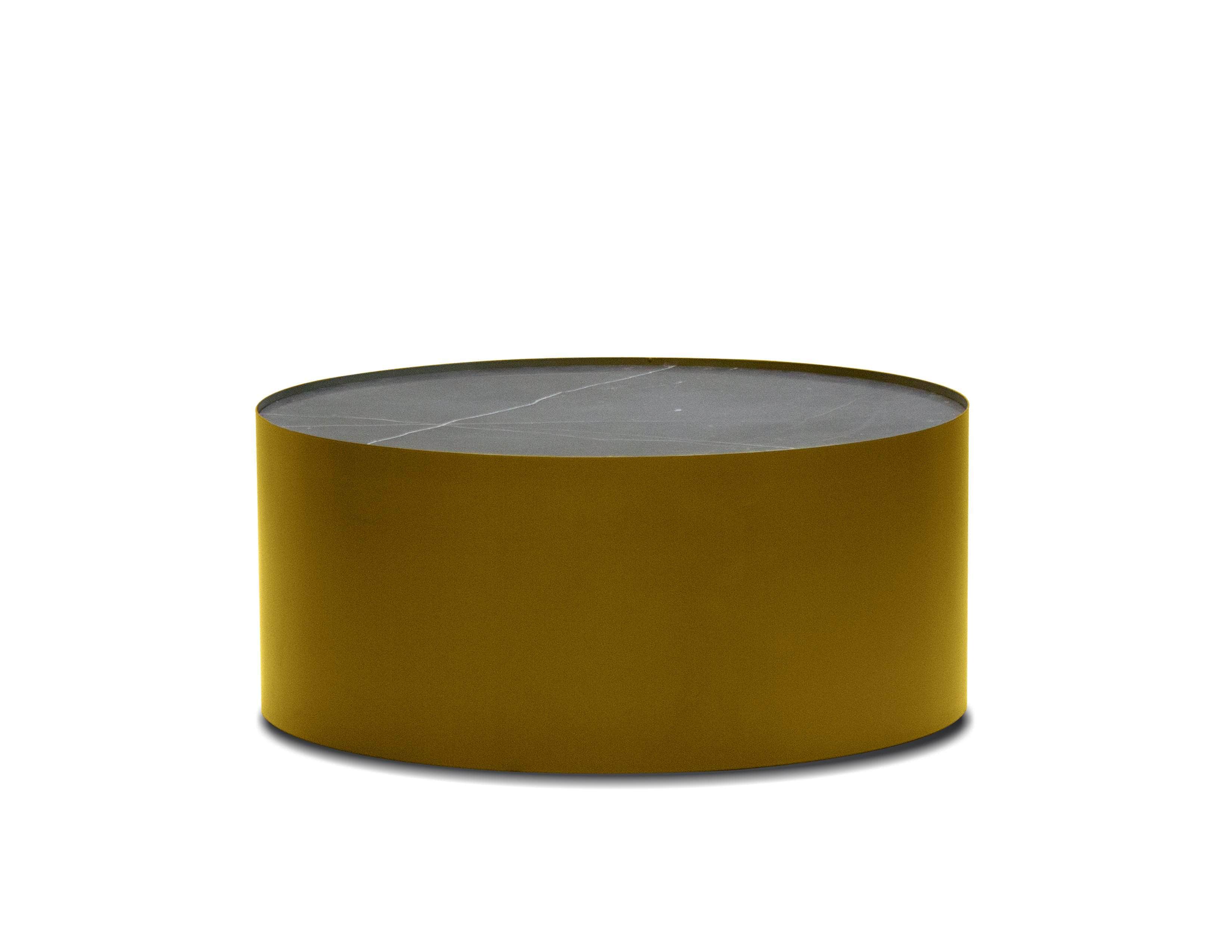 Auro Coffee Table with Black Marble Top and Brass Base