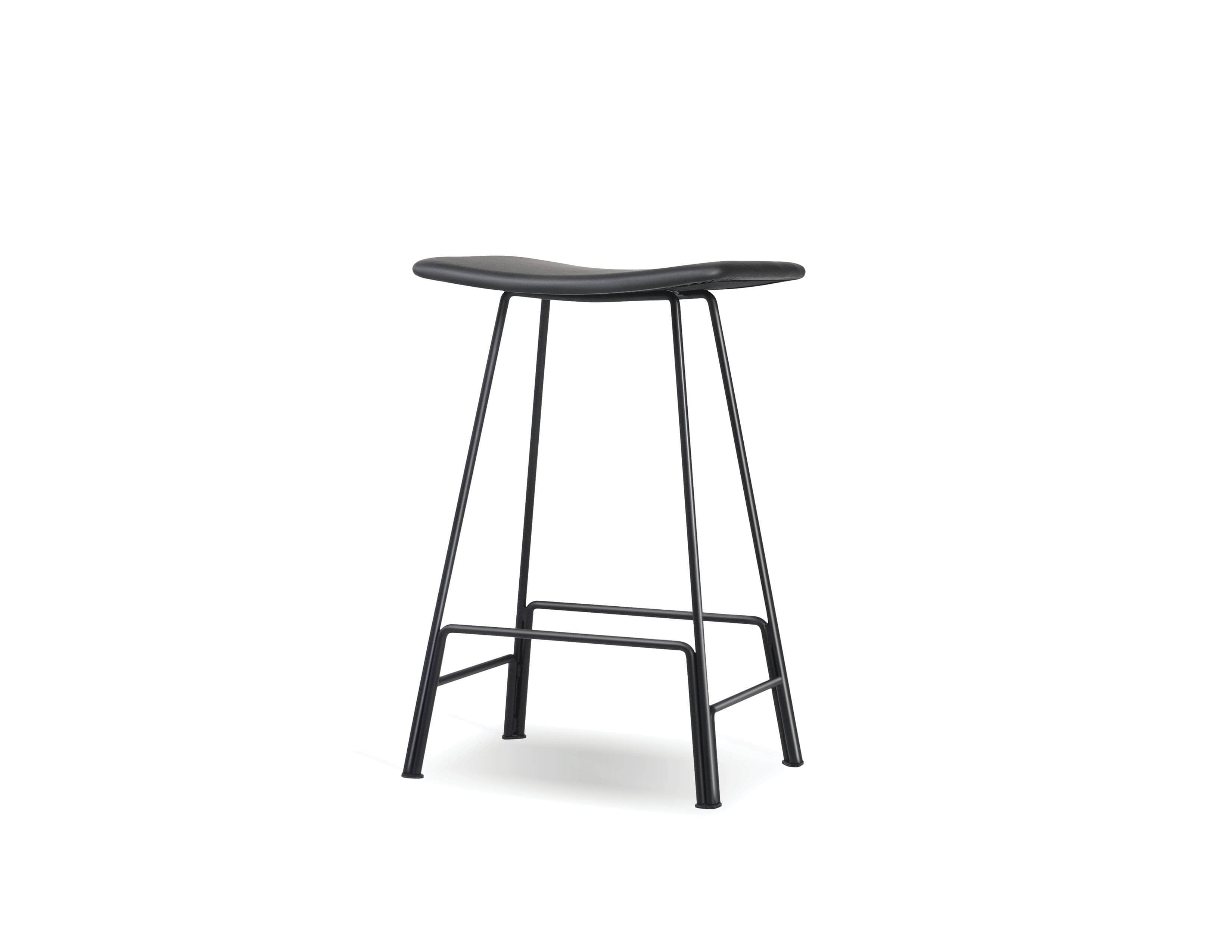 Canaria Top Grain Leather Counter Stool with Black Powder Coated Steel - Available in 2 Colours