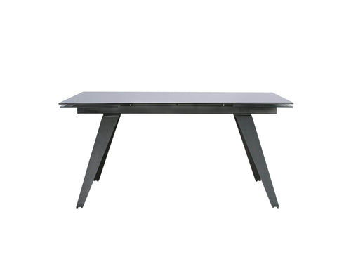 Mobital Noire Extending Dining Table with Smoked Grey Glass Top and Iron Coloured Steel Base