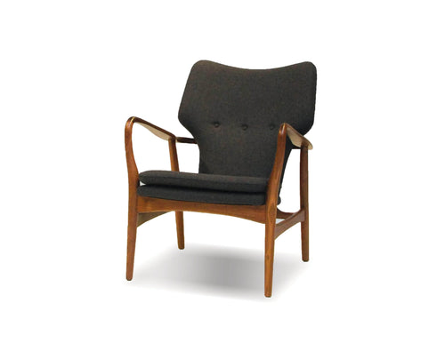 Mobital Ingrid Lounge Chair in Grey Fabric with Walnut Wood