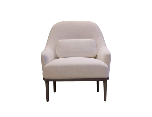 Mobital Crawford Low Back Lounge Chair in Off White Fabric with Grey Legs