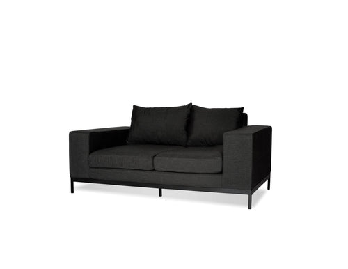 Mobital Jericho Loveseat in Sunbrella Charcoal Grey Fabric with Black Frame