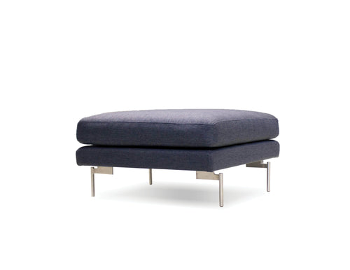  Mobital Taut Ottoman in Dark Grey Tweed Fabric with Brushed Stainless Steel Legs