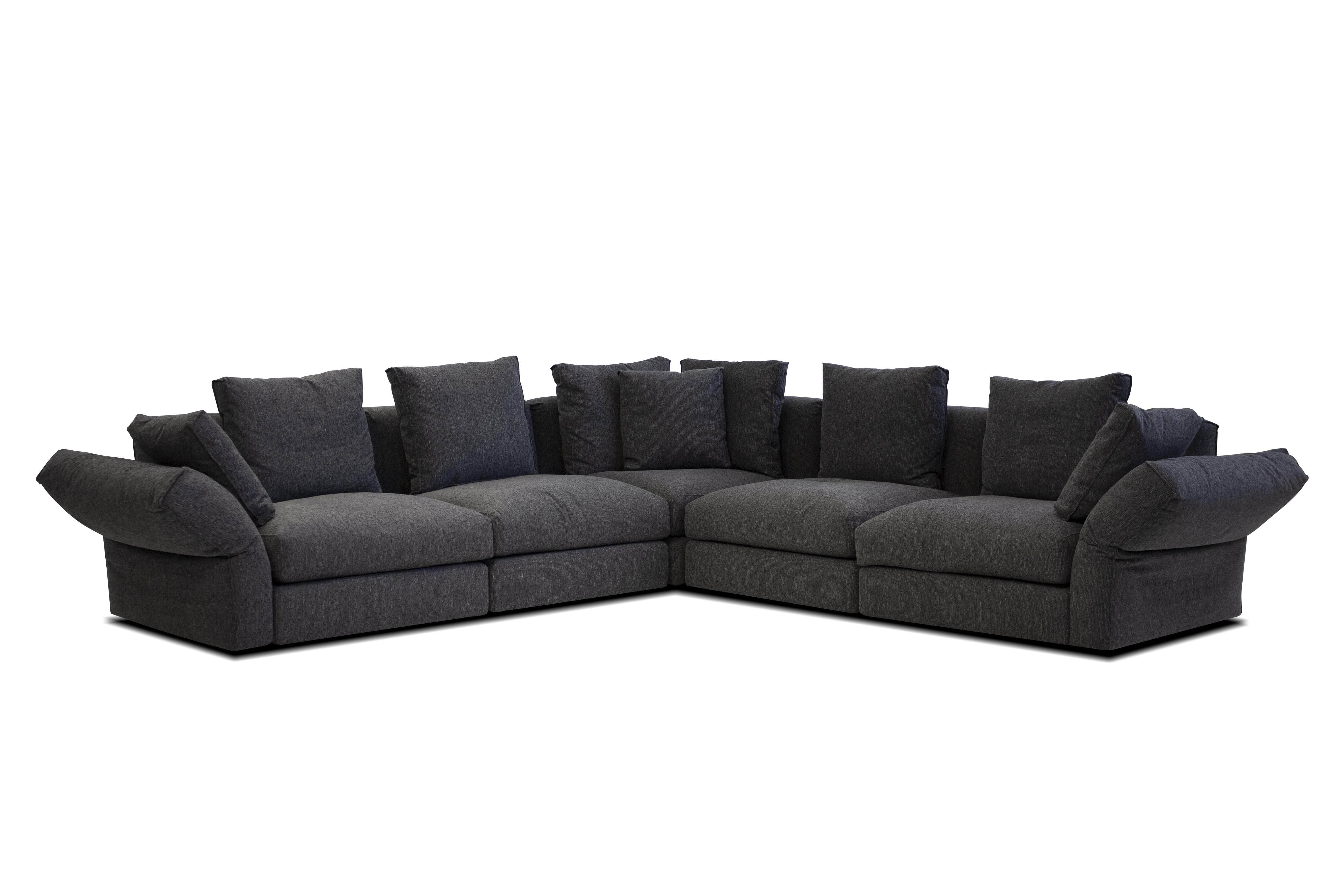 Flex Modular Corner Sectional Sofa in Peppercorn Chenille Fabric