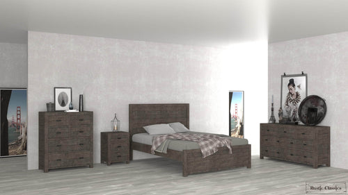 Pending - Rustic Classics Bedroom Set Whistler 4 Piece Reclaimed Wood Platform Bedroom Furniture Set in Grey - Available in 2 Sizes