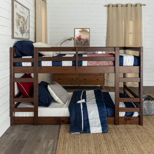 Pending - Walker Edison Bed Low Wood Twin Bunk Bed - Available in 3 Colours