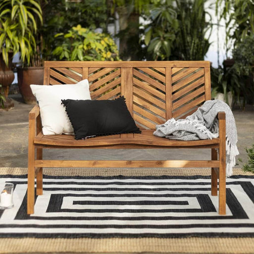 Pending - Walker Edison Bench 48" Patio Wood Loveseat Bench - Available in 2 Colours