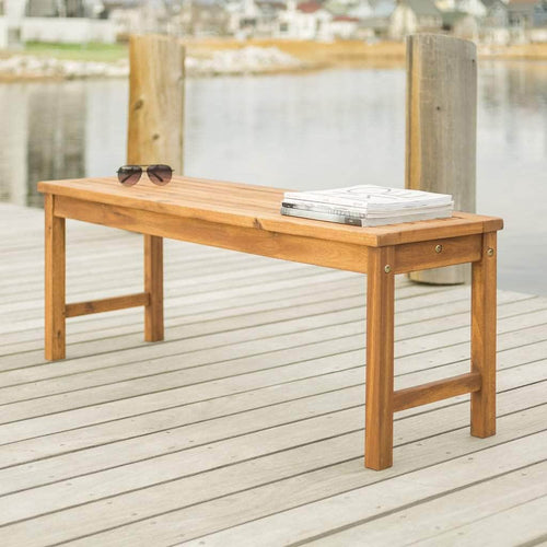 Pending - Walker Edison Bench Acacia Wood Outdoor Patio Bench - Brown