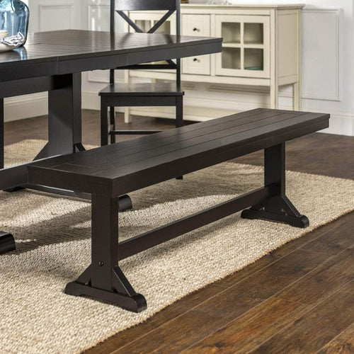 Pending - Walker Edison Bench Antique Black 60" Wood Dining Bench - Available in 3 Colours