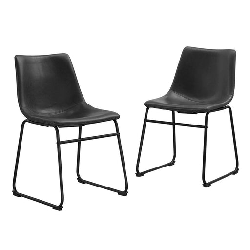 Walker Edison Chair 18" Industrial Faux Leather Dining Chair, Set of 2 - Black