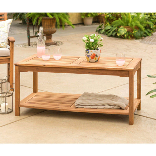 Pending - Walker Edison Coffee Table Acacia Wood Outdoor Patio Coffee Table - Brown