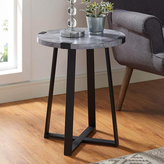 Walker Edison Rustic Metal Wrap 18 Inch Round Side Table Wholesale Furniture Brokers Canada