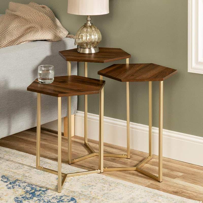 3 Piece Hex Modern Wood Nesting Tables - Available in 2 Colours