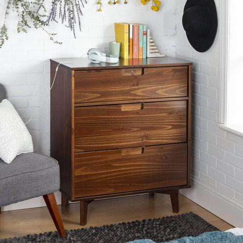 Walker Edison Dresser 3 Drawer Groove Handle Wood Dresser - Available in 2 Colours