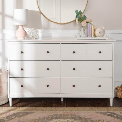 Pending - Walker Edison Dresser White Modern 6 Drawer Solid Wood Dresser - Available in 2 Colours