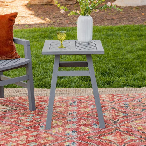 Pending - Walker Edison Side Table Outdoor Chevron Side Table - Grey Wash