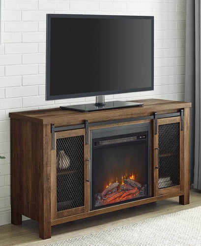 Pending - Walker Edison TV Stand 48" Rustic Farmhouse Fireplace TV Stand - Reclaimed Barnwood