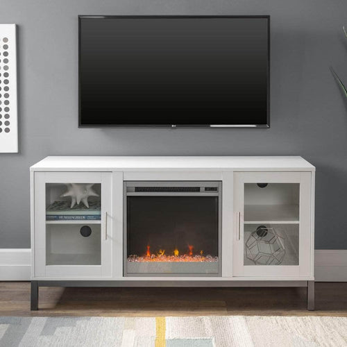 Pending - Walker Edison TV Stand 52" Modern TV Stand with Crystal Fireplace- White