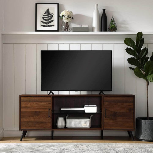 Pending - Walker Edison TV Stand Dark Walnut 60" Mid Century Modern 2 Door TV Stand - Available in 3 Colours