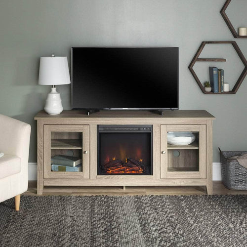 Pending - Walker Edison TV Stand Driftwood 58" Traditional Electric Fireplace TV Stand - Available in 7 Colours