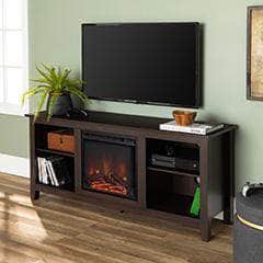 Pending - Walker Edison TV Stand Espresso Essential 58" Rustic Farmhouse Fireplace TV Stand - Available in 5 Colours