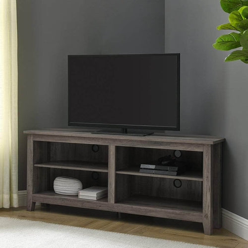 Pending - Walker Edison TV Stand Grey Wash 58" Transitional Wood Corner TV Stand - Available in 4 Colours
