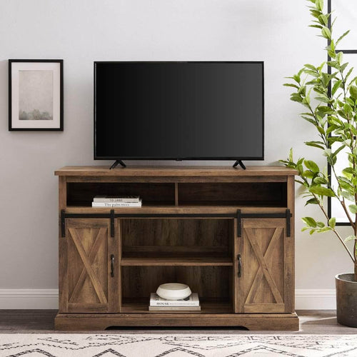 Pending - Walker Edison TV Stand Rustic Oak 52" Sliding Barn Door Highboy Modern Farmhouse TV Stand - Available in 5 Colours