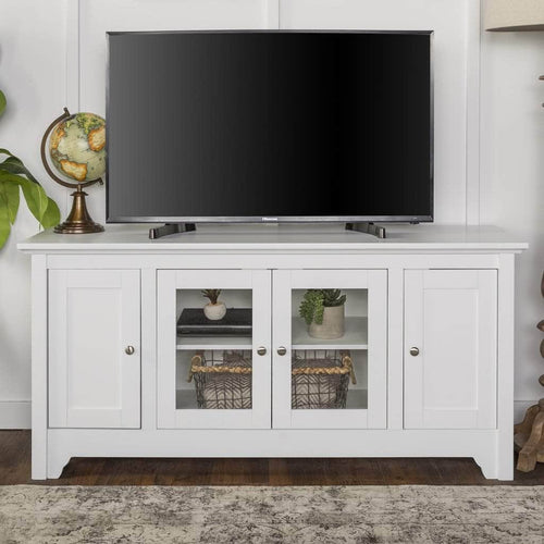 Pending - Walker Edison TV Stand White 52" Transitional Wood Glass TV Stand - Available in 3 Colours
