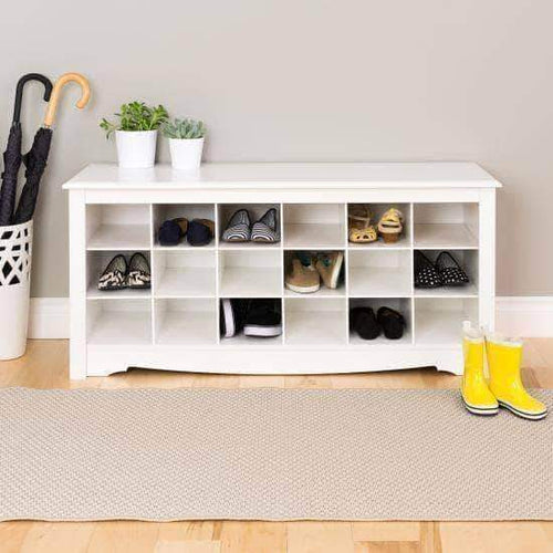 Prepac Entryway White 18 Shoe Cubbie Bench - Multiple Options Available