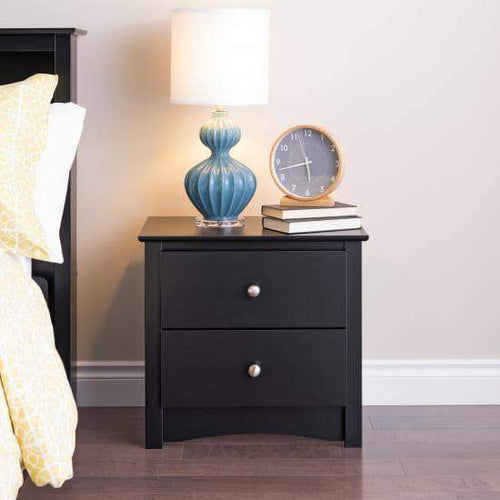 Prepac Sonoma Bedroom Black Sonoma 2 Drawer Nightstand - Multiple Options Available