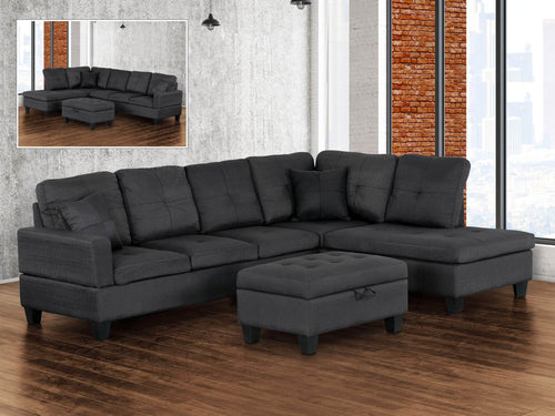 Primo International Fabric Sectional Jackey Tufted Sectional Sofa with Left or Right Chaise