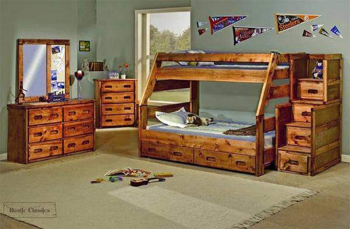 Rustic Classics Bunk Bed Pine Twin Over Full Bunk Bed in Amber Wash