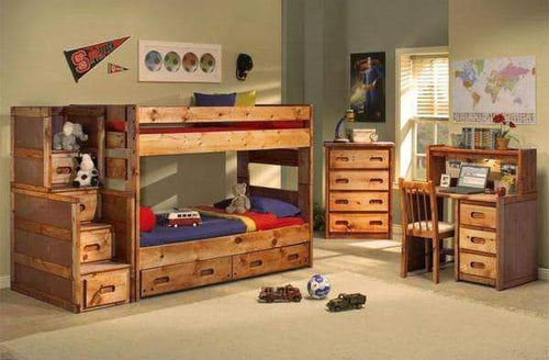 Rustic Classics Bunk Bed Pine Twin Over Twin Bunk Bed in Amber Wash