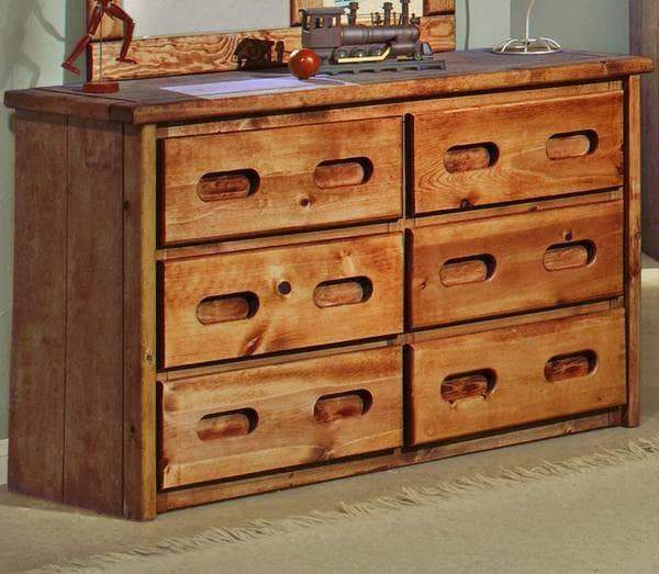Rustic Classics Pine 6 Drawer Dresser in Amber Wash — Wholesale