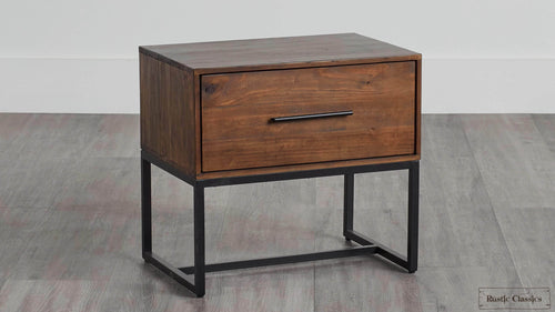 Rustic Classics Nightstand Blackcomb Reclaimed Wood and Metal 1 Drawer Nightstand in Coffee Bean