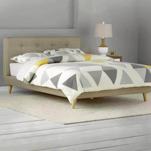 True Contemporary Drew Dark Grey Tufted Linen Platform Bed