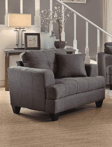 True Contemporary Toronto Grey Tufted Linen Chair Wholesale